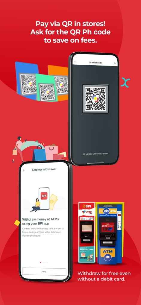 BPI - Nutzer können bequem über QR-Codes in Geschäften bezahlen und Bargeld ohne Debitkarte an ausgewählten Geldautomaten abheben, was tägliche Transaktionen flexibler macht.