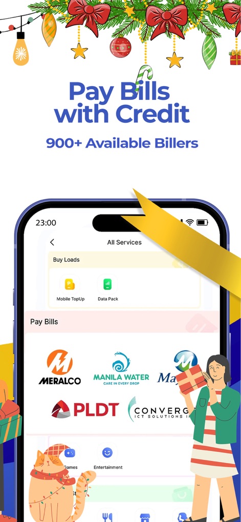 Mocasa: Pay Later & Quick Loan - The app allows users to settle utility expenses using credit, featuring a comprehensive list of major billers such as Meralco and PLDT.