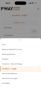 Pway Calc: Rail Calculator screenshot