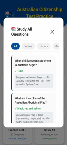 AU Citizenship Test Prep 2026 screenshot