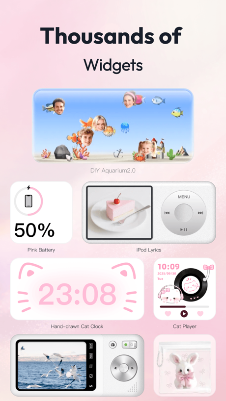 Mico - Widget & Live Wallpaper App Store screenshot 6, headline “Thousands of Widgets”. No phone, bare screen.