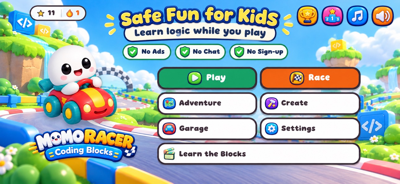 Screenshot 1 of Momoracer: Kids Coding Blocks