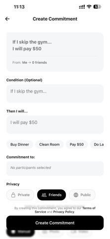 IfI: Commitments screenshot