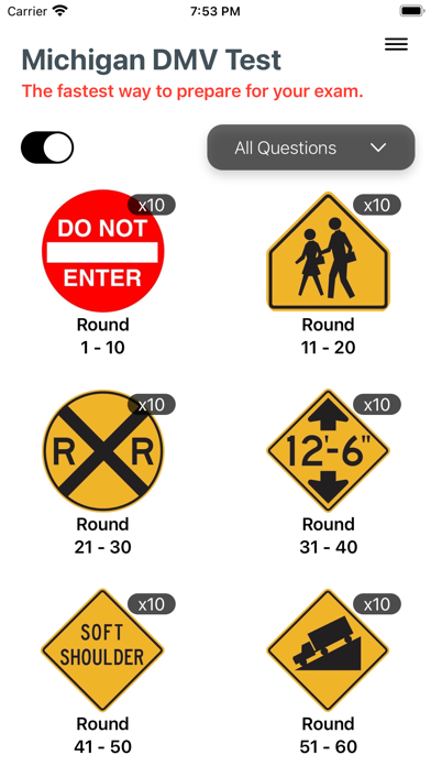 Michigan DMV Practice 2025 Screenshot