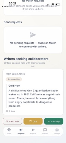 Writer Match iPhone screenshot