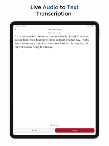 AI Transcript: Audio to Text iPad screenshot