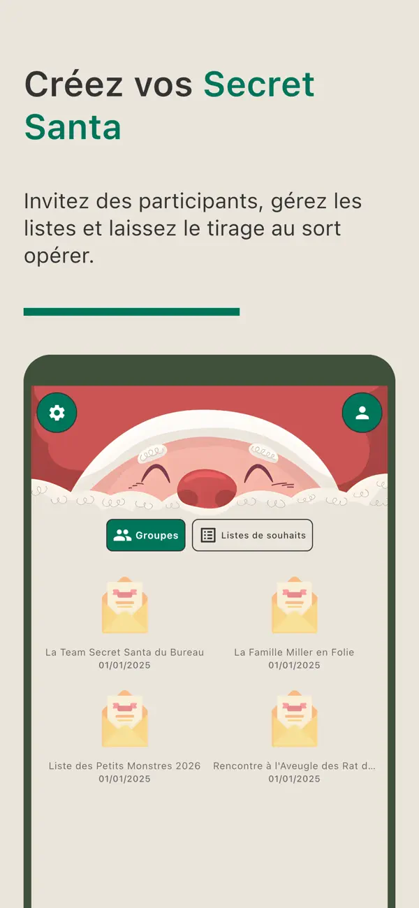Screenshot #1 pour Aide Secret Santa App