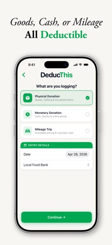 Donation Tracker: DeducThis iPhone screenshot