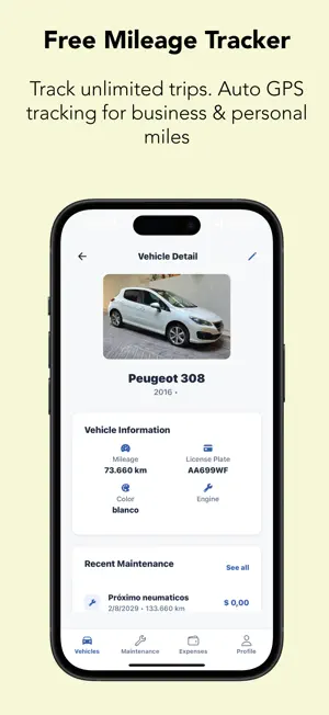 Mileage Tracker & Maintenance screenshot 1