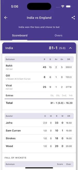 CrickMatch - Live Scorer iPhone screenshot 3