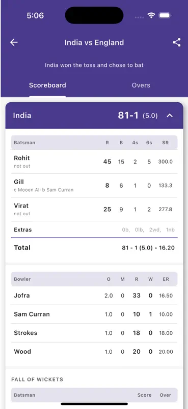 CrickMatch - Live Scorer screenshot 3 of 5