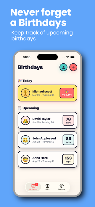 Birthday Tracker & Countdown Screenshot 1 of 5