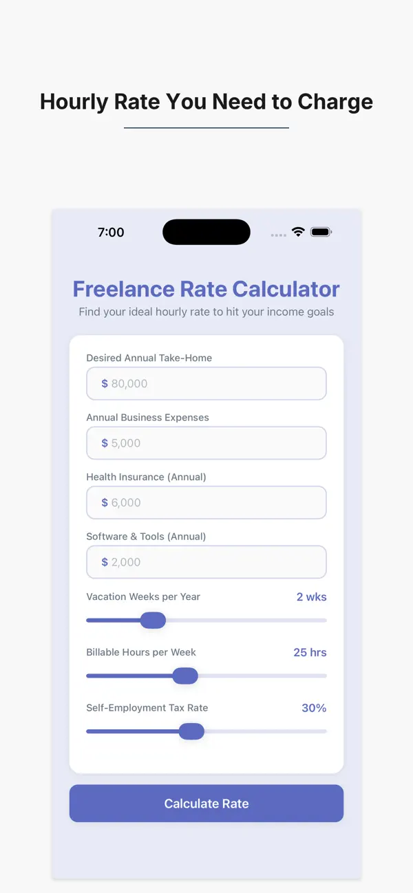 Screenshot #1 pour Freelance Rate Calculator