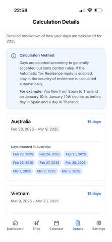 International Travel Tracker screenshot