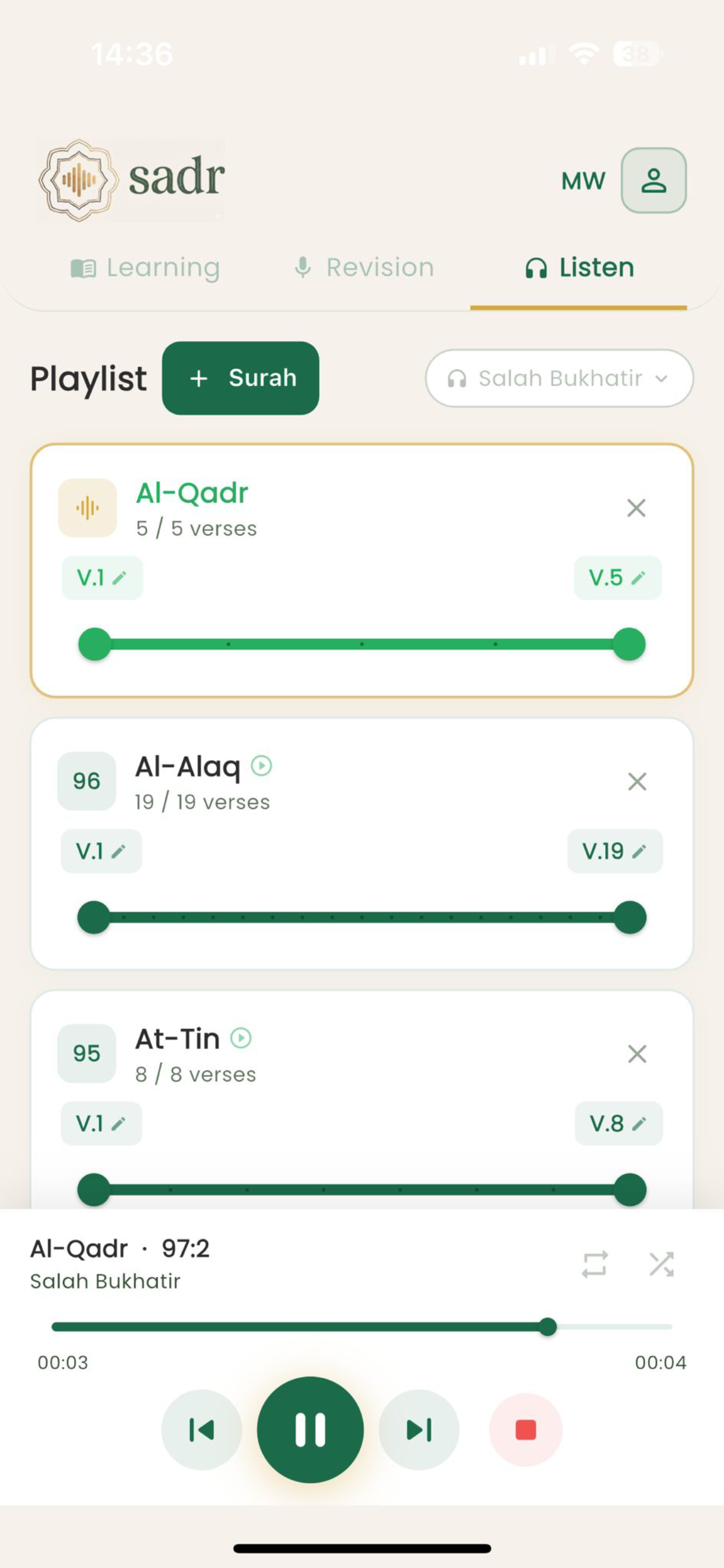 Sadr — Quran Memorization