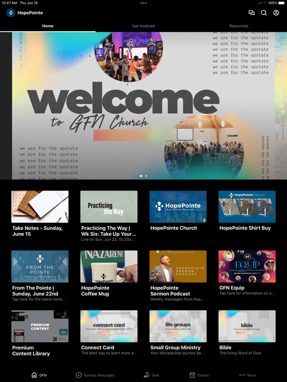 HopePointe Church App iPad screenshot 1 - Education app