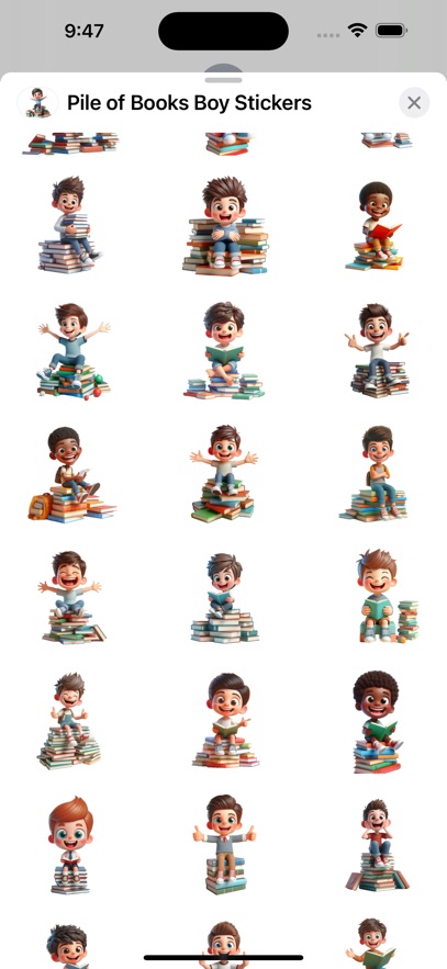 Pile of Books Boy Stickers
