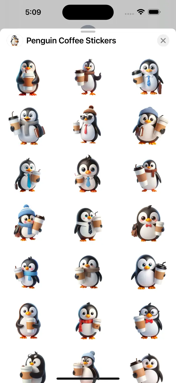 Screenshot #1 pour Penguin Coffee Stickers