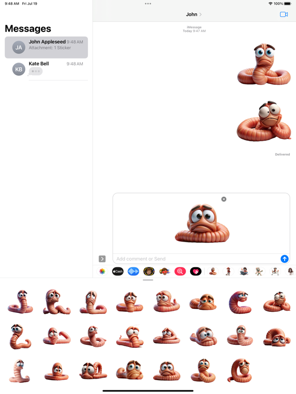 Screenshot #6 pour Sad Worm Stickers