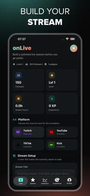 onLive - Stream Simulator screenshot 1