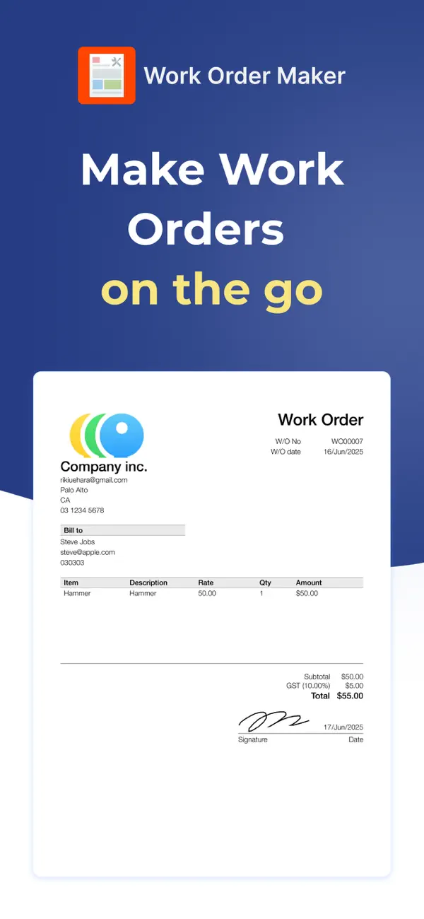 Screenshot #1 pour Work Order Maker
