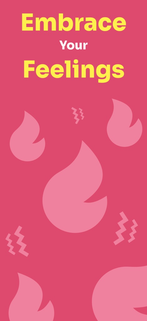 Vibrator: Strong Vibration App - This visual emphasizes the app's focus on user empowerment and self-care, encouraging users to 'Embrace Your Feelings' and illustrating a tranquil atmosphere with abstract flame icons.