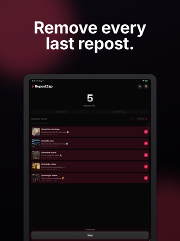 RepostZap: Repost Remover iPad screenshot