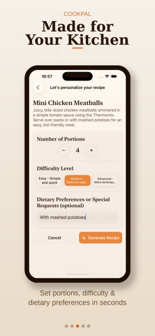Cookpal: recipe generator iPhone screenshot
