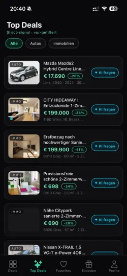 Screenshot von DealAlert.ai auf dem iPhone 4
