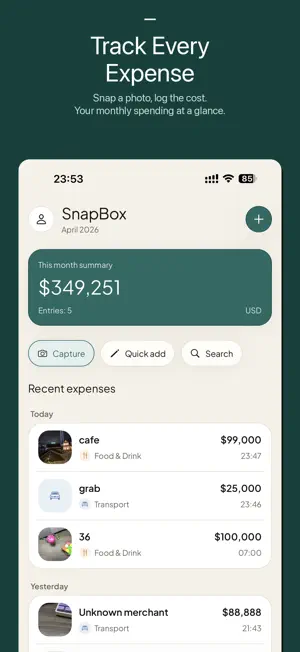 SnapBox: Capture every expense screenshot 1