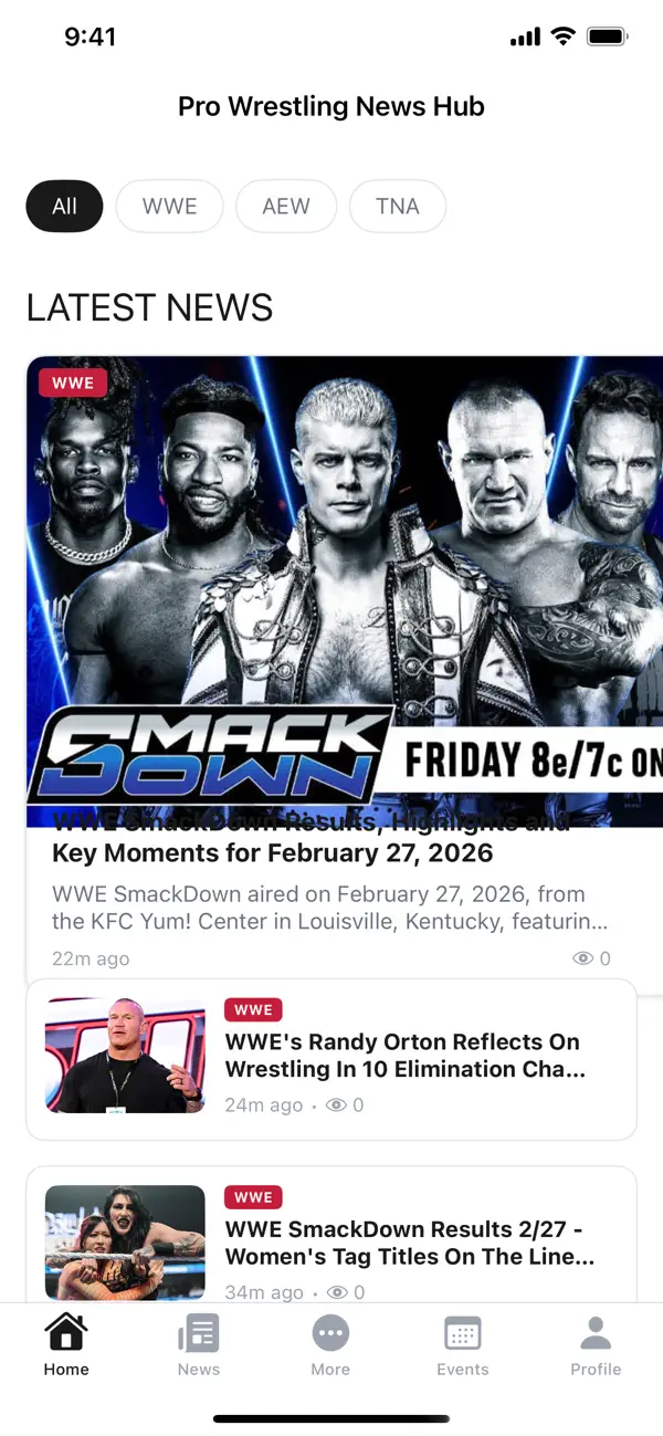 Screenshot #1 pour Pro Wrestling News Hub