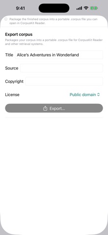 CorpusKit Studio iPhone screenshot