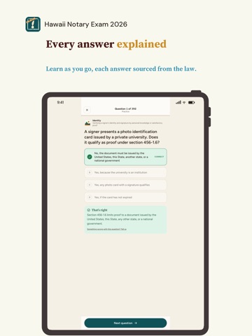 Hawaii Notary Exam 2026 iPad screenshot