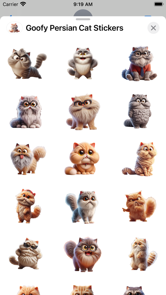 #1. Goofy Persian Cat Stickers (iOS) By: Paul Scott