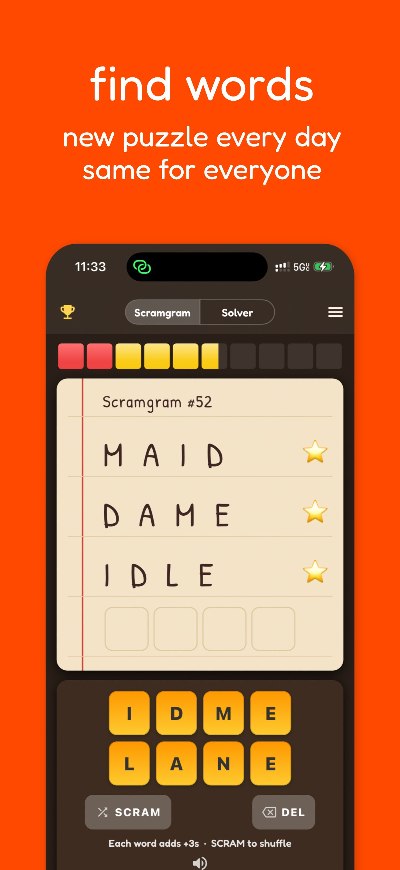 Scramgram Fast Word Unscramble