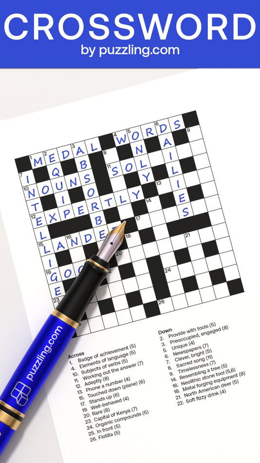 #1. Crossword - by puzzling.com (iOS) 来自: AppyNation Ltd.
