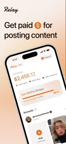 Relay - Get paid to post screenshot