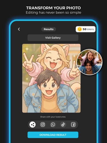 AI filters photo editor app iPad screenshot