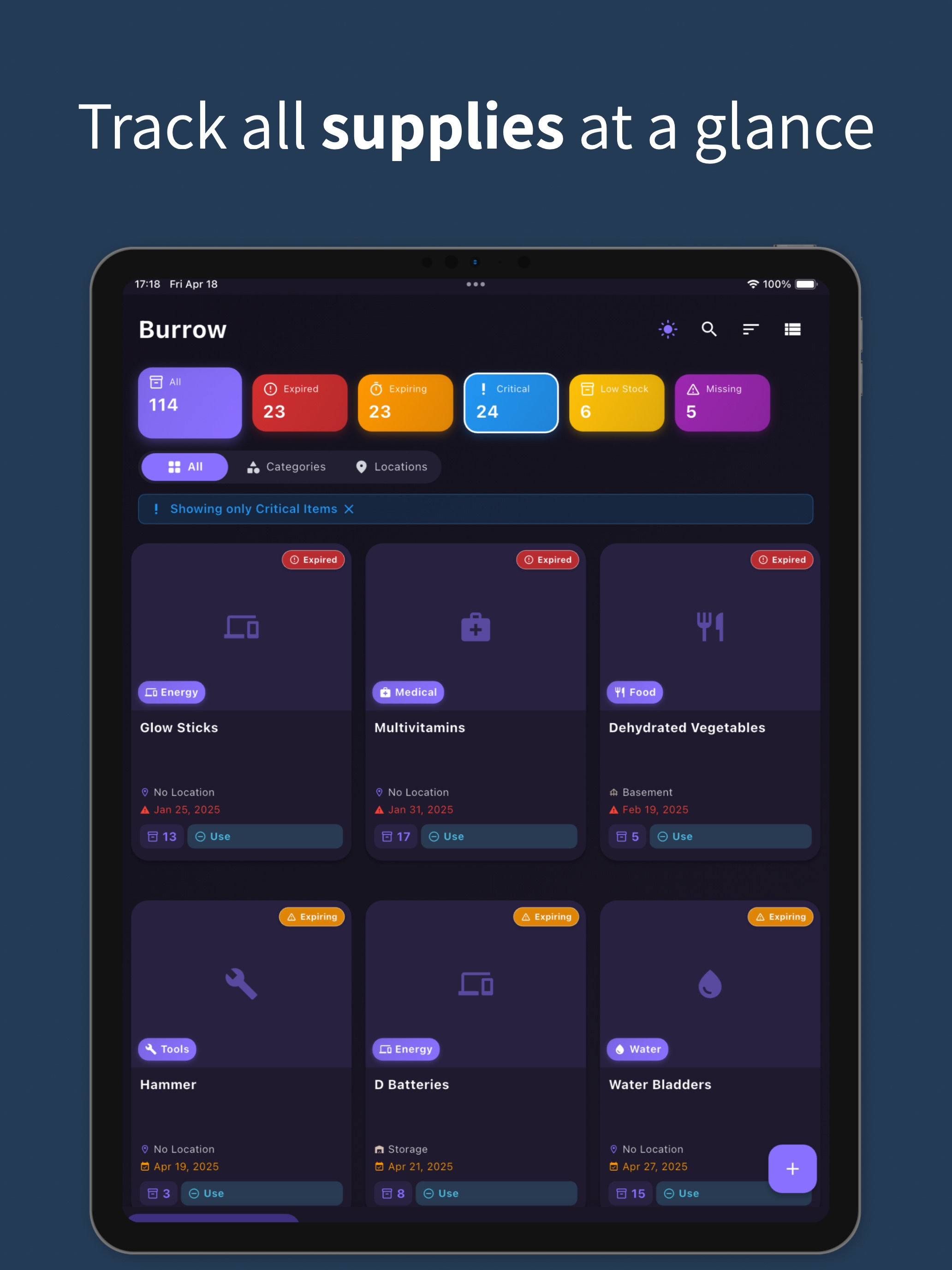 Burrow - Supply Tracker