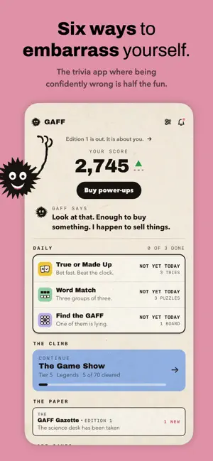 GAFF: Daily Trivia & Puzzles screenshot 1