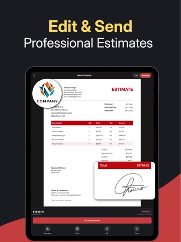 Estimate Maker - Business Cost iPad screenshot