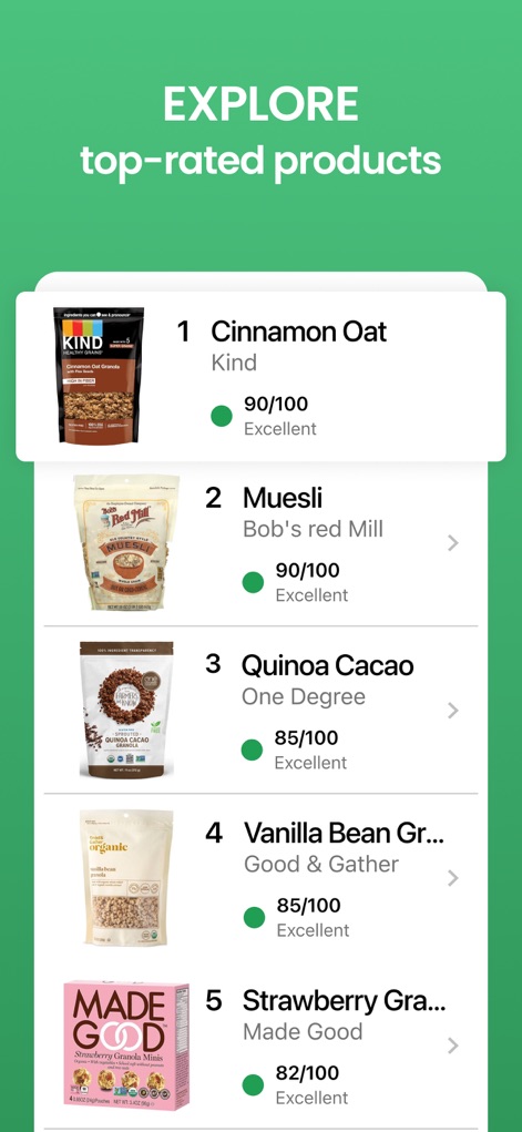 Yuka - Food & Cosmetic Scanner - 高評価品を発見