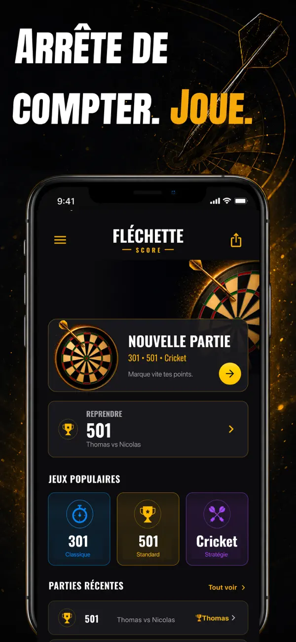 Screenshot #1 pour Fléchettes Score & Compteur