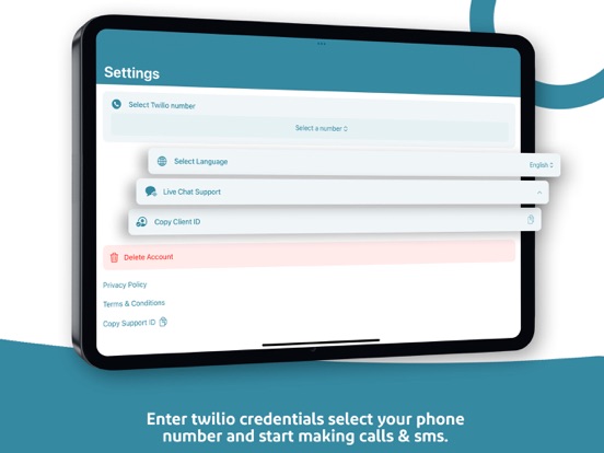 Mango - Twilio Calls, SMS, RCS iPad screenshot 3 - Business app