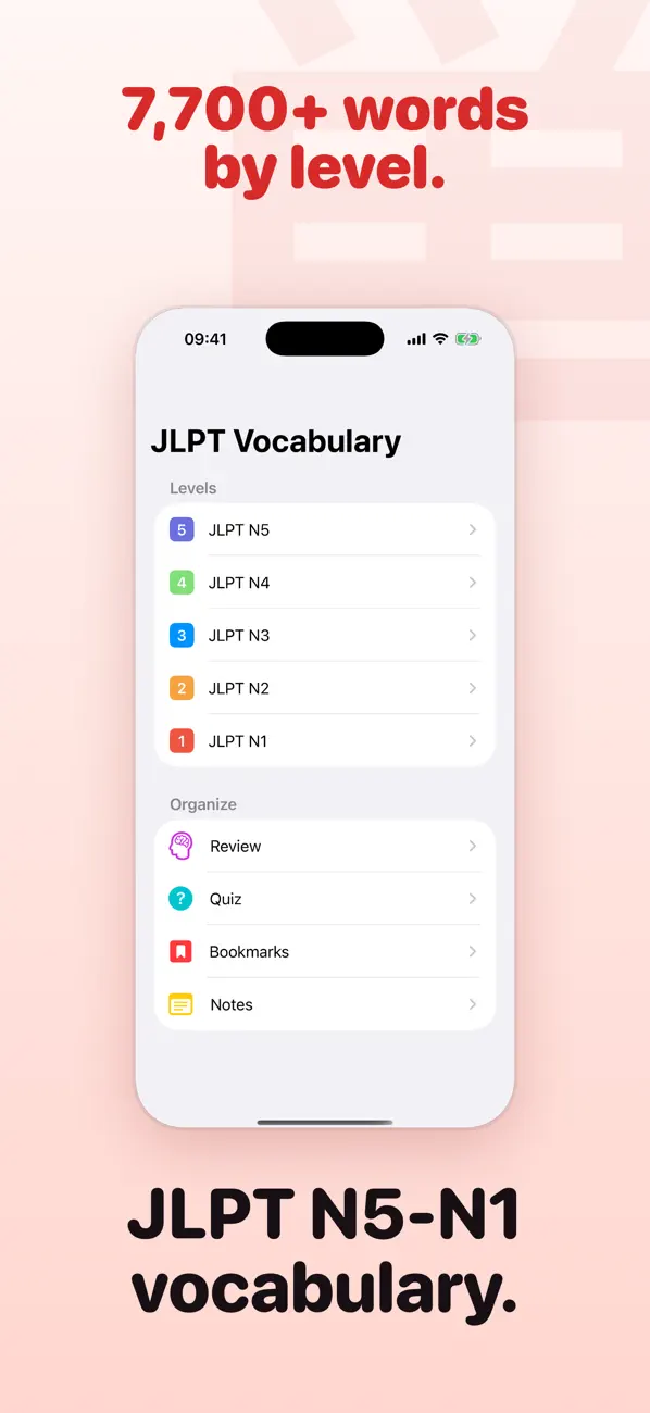 Screenshot #2 pour JLPT Vocabulary:日本語能力試験出題基準語彙表