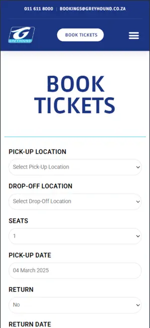 Greyhound South Africa iPhone screenshot 3