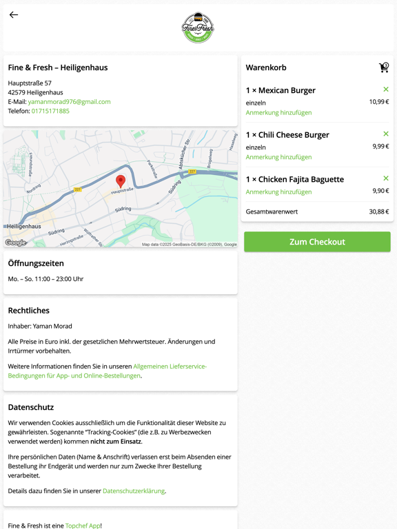 Fine & Fresh Heiligenhaus iPad screenshot