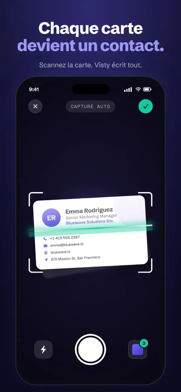 Screenshot #1 pour Visty: Scanner Carte de Visite