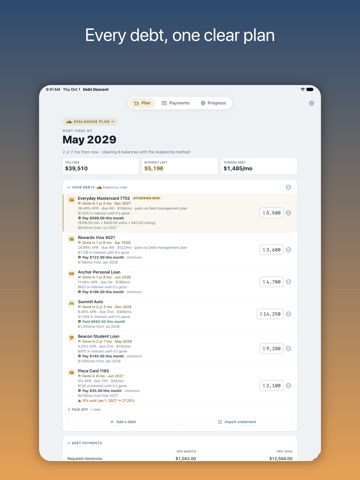 Debt Descent: Payoff Planner iPad screenshot