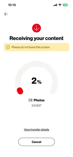 Verizon Content Transfer iPhone Screenshot 4